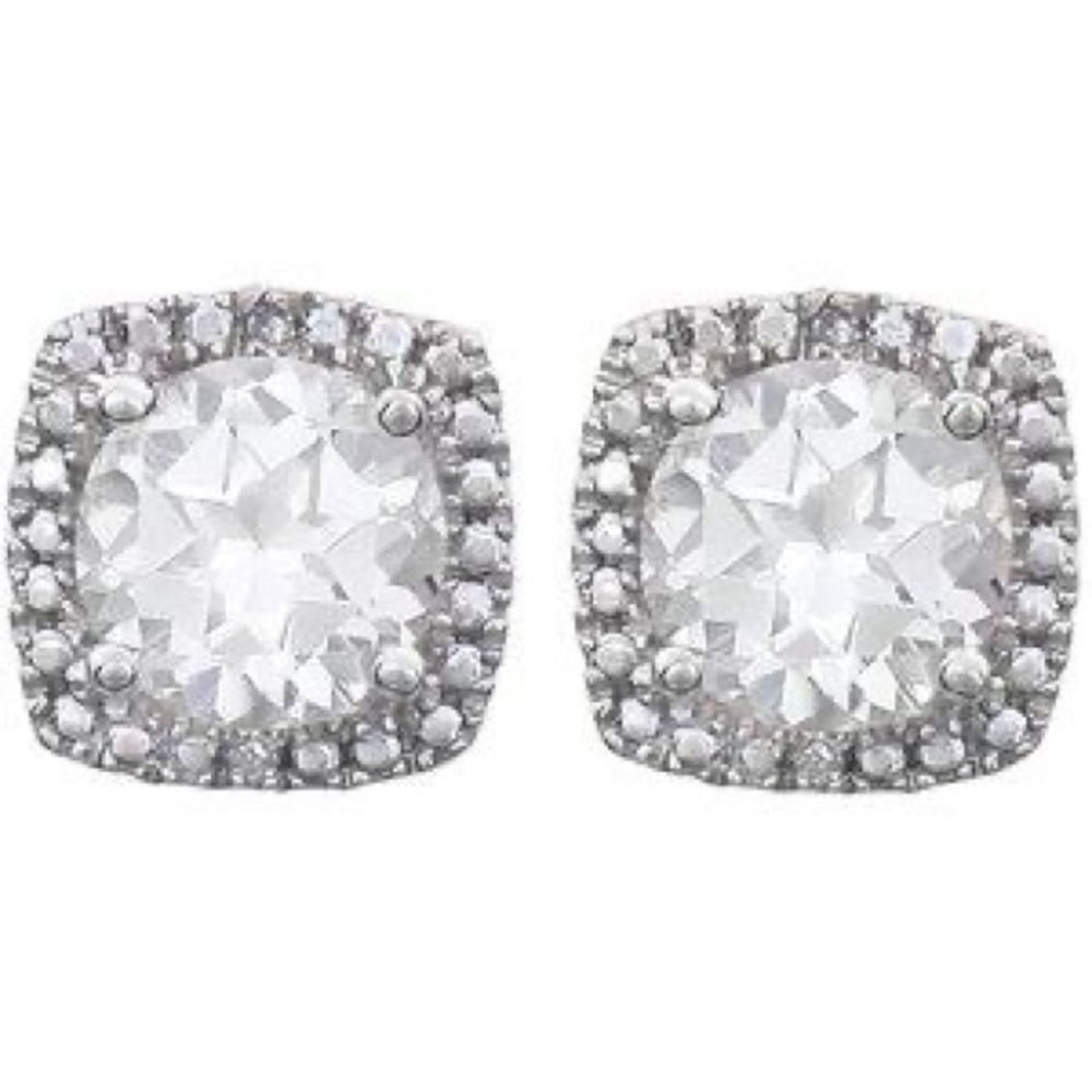 Created White Sapphire & .015 CTW Diamond Earrings